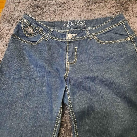 Beyonce's Dereon Designer Jeans (Sz 13/14) Blue Jeans With Silver Embellishments - Picture 2 of 8